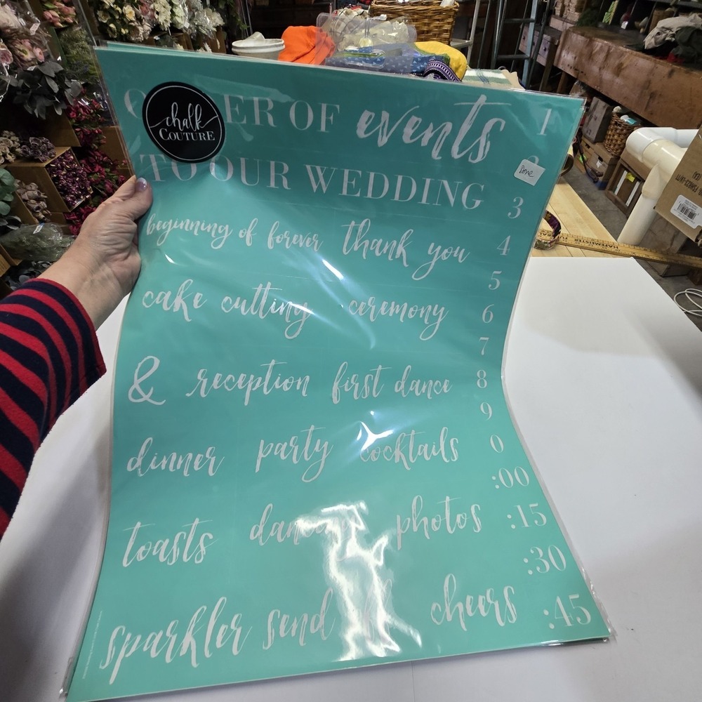 "Wedding Event" Chalk Couture Transfer Stencil Sz E RETIRE 18"X24 DIY Crafting